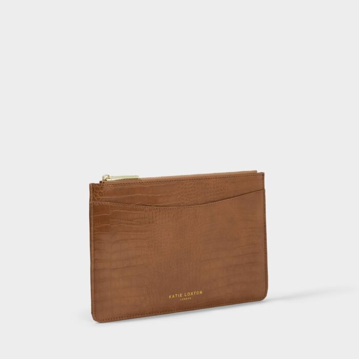 Katie Loxton Cara Faux Croc Curve Pouch - Cognac